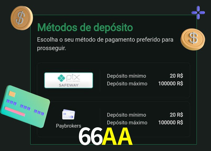 O cassino 66AA oferece uma grande variedade de métodos de pagamento